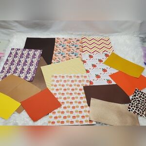 Colorful Patterned Fabric Sheets Faux Leather Fall Pumpkins